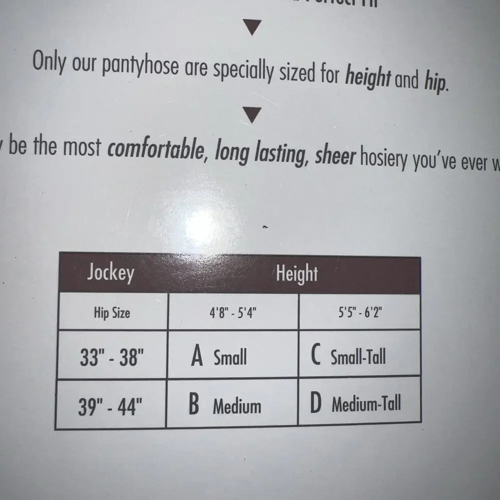 Jockey Control Top Sandalfoot Sheer Comfort 6552 B Medium Tuxedo Black